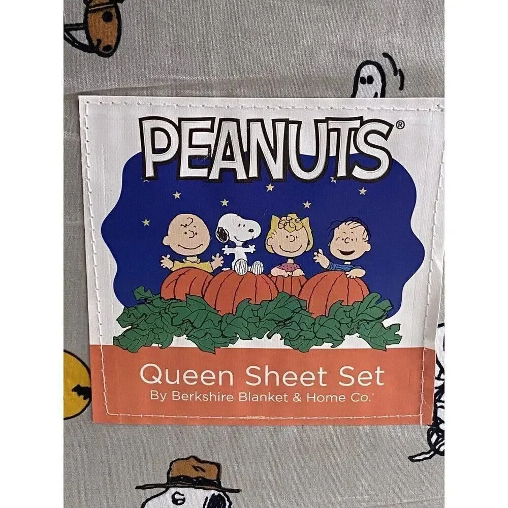 Peanuts Snoopy Halloween‎ QUEEN Sheet Set Pumpkin Cactus Cowboy Pumpkin NEW